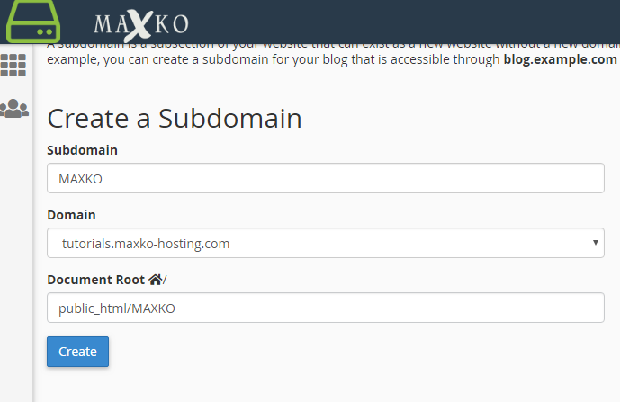 CPanel Add Subdomain